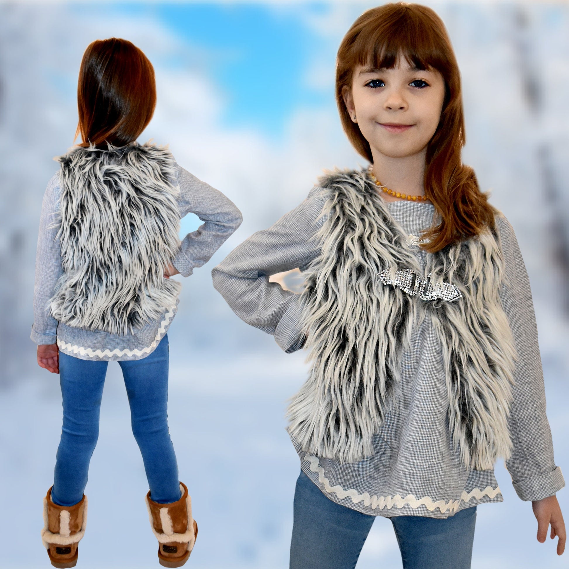 Baby vest, pdf sewing pattern, age 1-12. Fully reversible with cute KamSnap closure. In warm blue and white polka dot fleece and brushed cotton lining with large donut print.