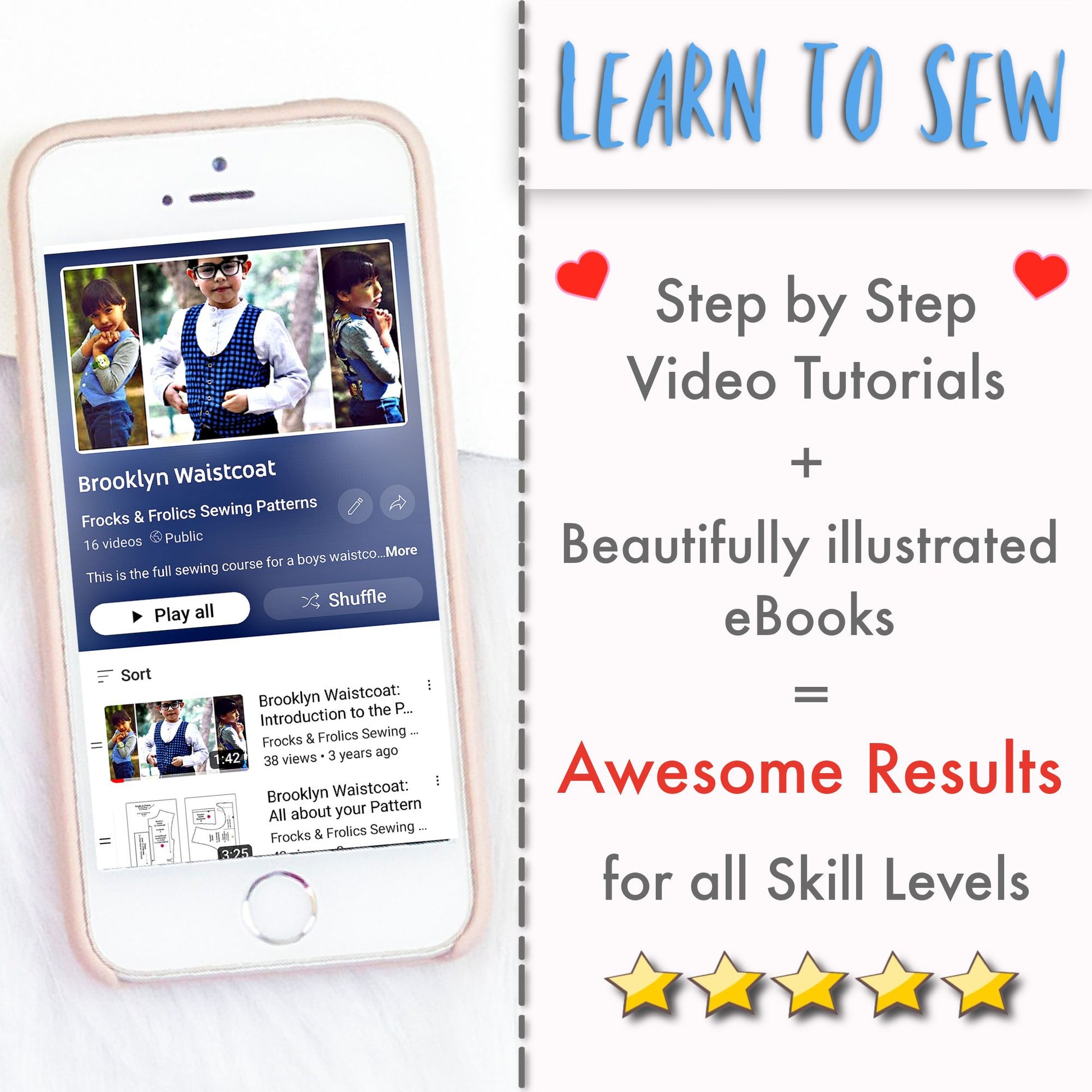 Brooklyn waistcoat, pdf sewing pattern by frocks and frolics. Fully lined with tie backs. Includes a free video sewing course.