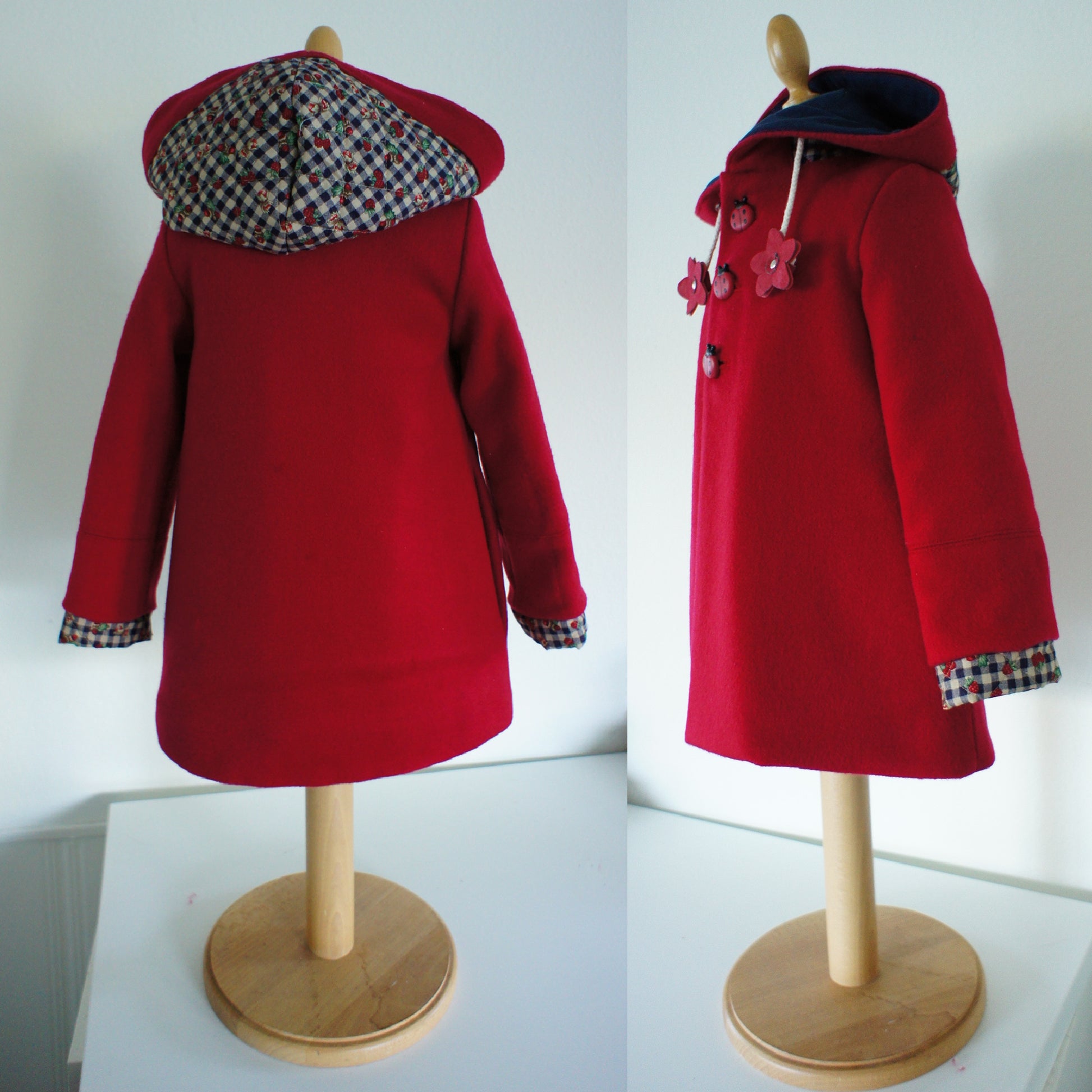Dakota Pea Coat, pdf sewing pattern by Frocks and Frolics. Fully lined wool coat  with hoodie or collar. The sewing pattern comes with video tutorials.