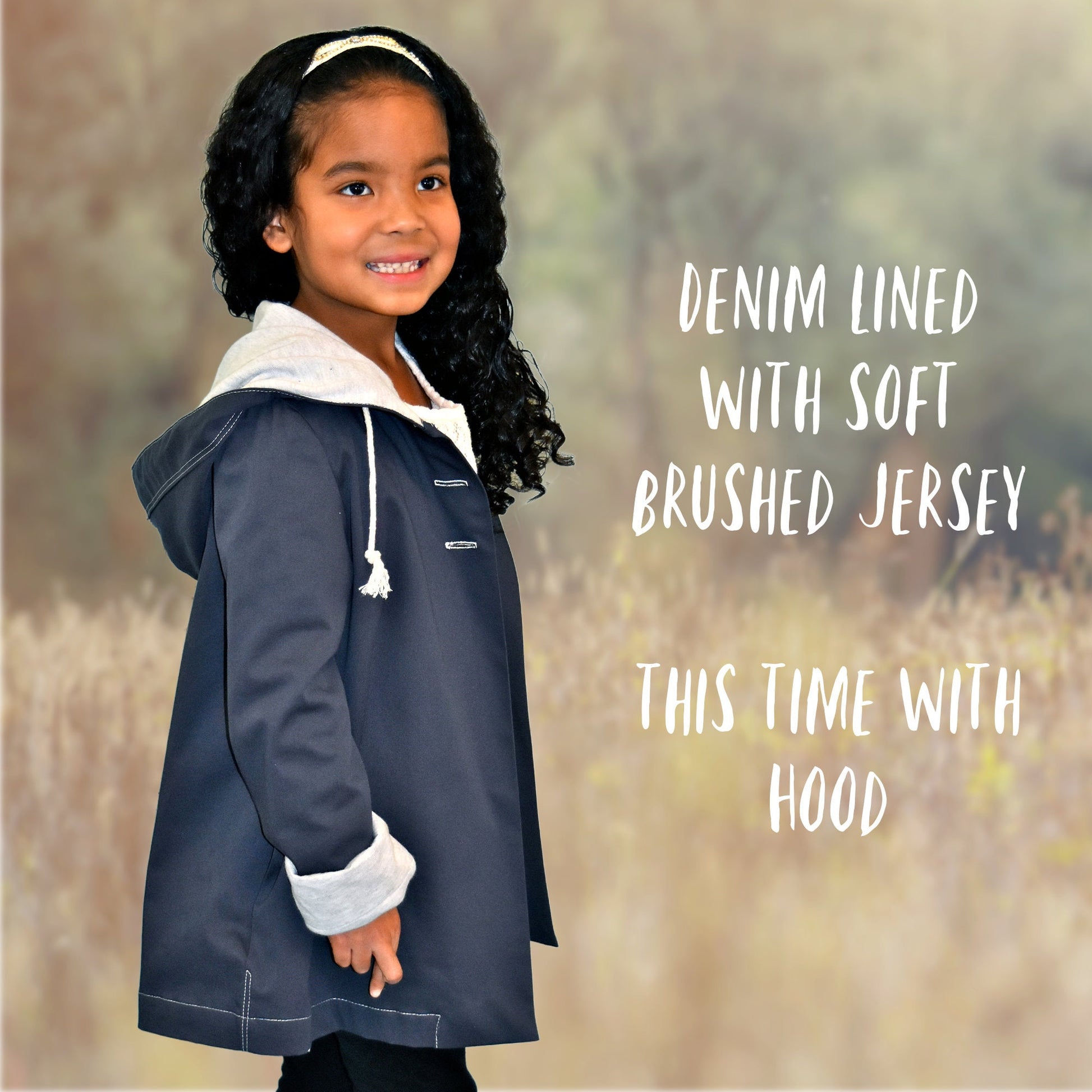 Dakota Pea Coat, pdf sewing pattern by Frocks and Frolics. Fully lined wool coat  with hoodie or collar. The sewing pattern comes with video tutorials.