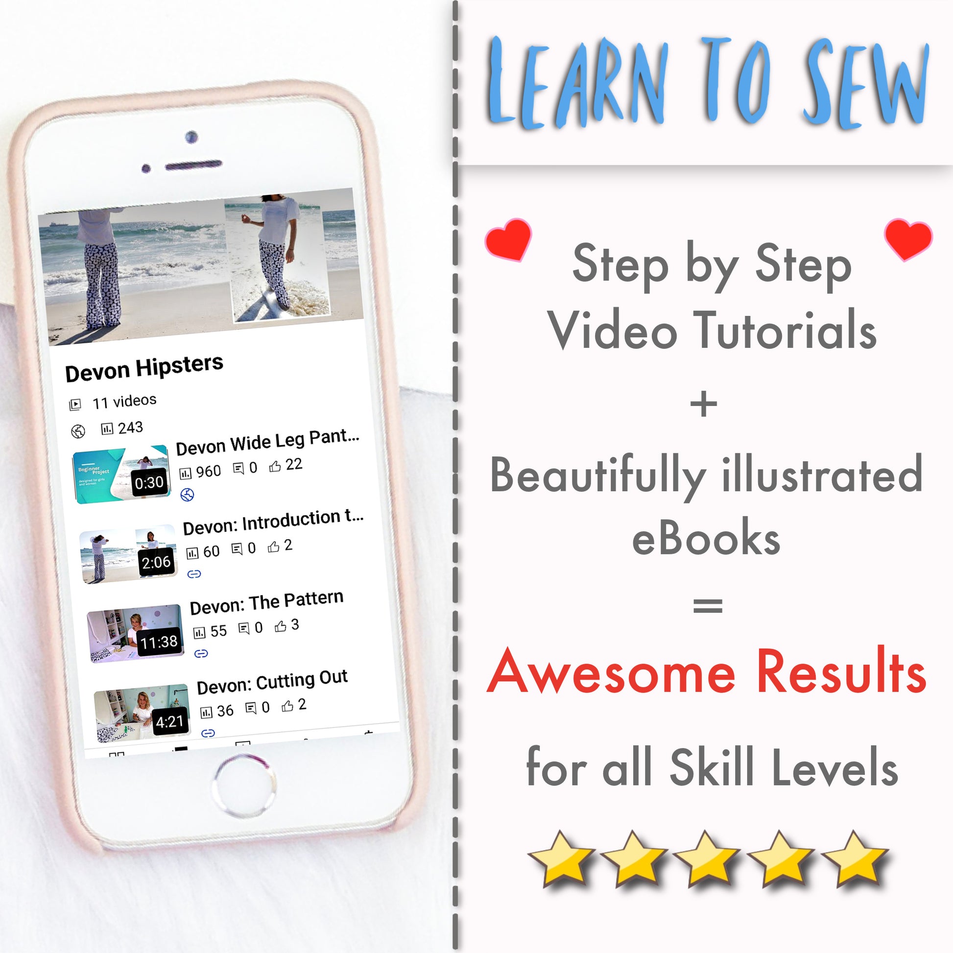 Low waist Devon trousers, concealed zip and waistband facing, wide legs, in two lengths, comes with video tutorial for every step. In printed linen.