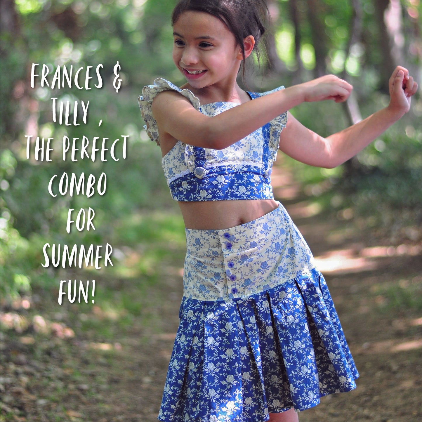 Frances pleated linen skirt, with a yoke and elasticated waistband. Back to schoolskirt, perfect pdf sewing pattern for all sewing levels.
