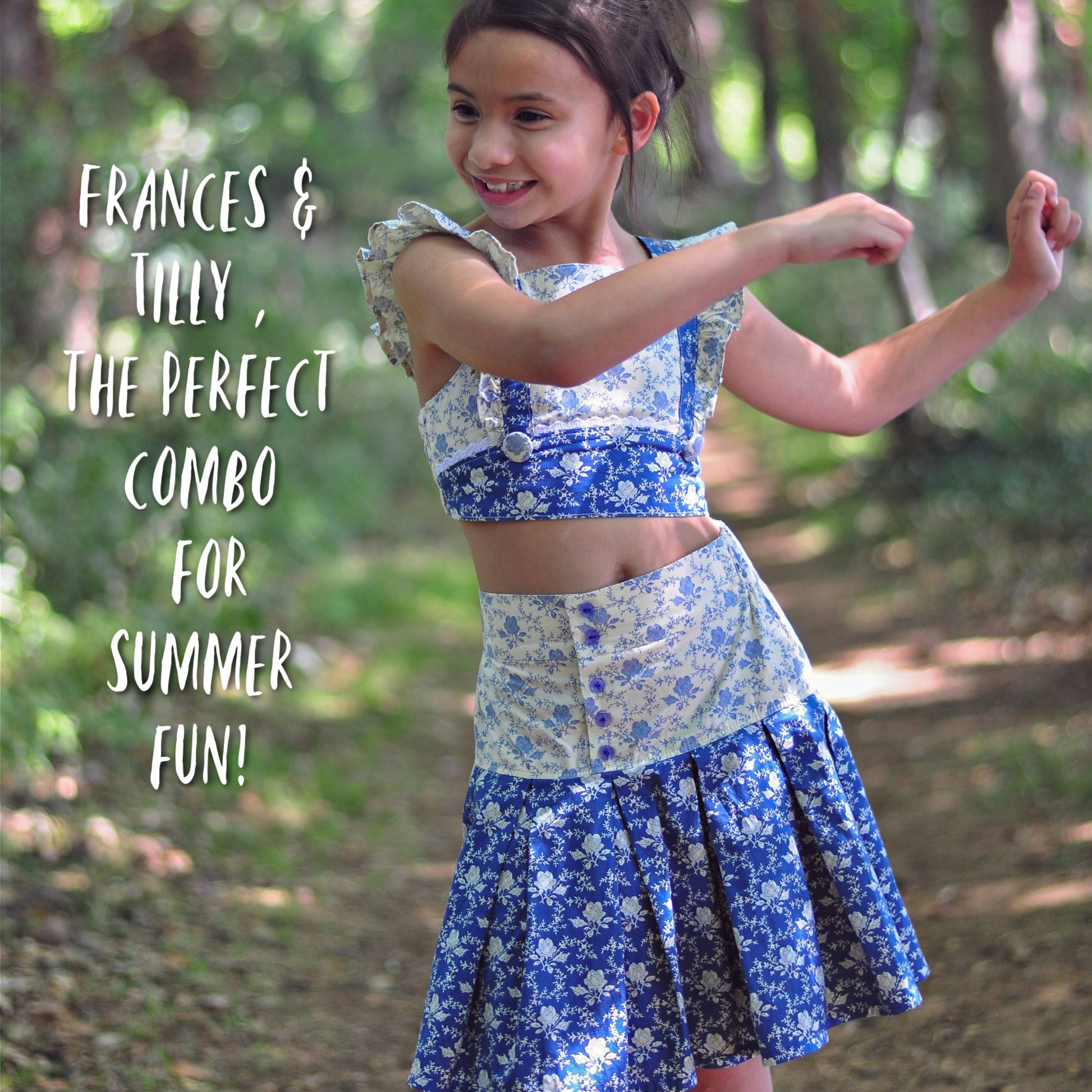 Frances pleated linen skirt, with a yoke and elasticated waistband. Back to schoolskirt, perfect pdf sewing pattern for all sewing levels.