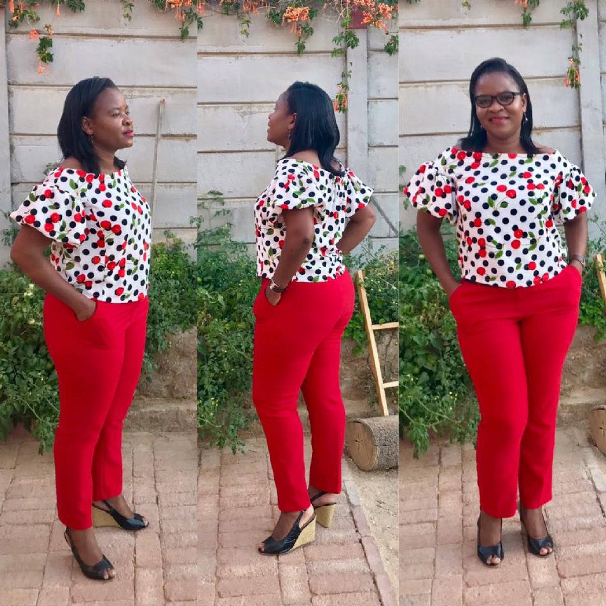 Grace peasant blouse digital sewing pattern, ballon sleeve, elasticated back, Carmen Neckline, blouse for women, blouse for teens, with video tutorial.