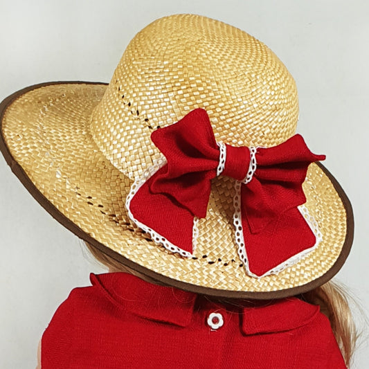 Lilou Vintage Bow, pdf sewing pattern. Extra large bow with frill for hairclips. The pattern comes with a video tutorial for beginners. Super nice and easy sewing project for beginners. Here in bright red with beautiful white lace trim.