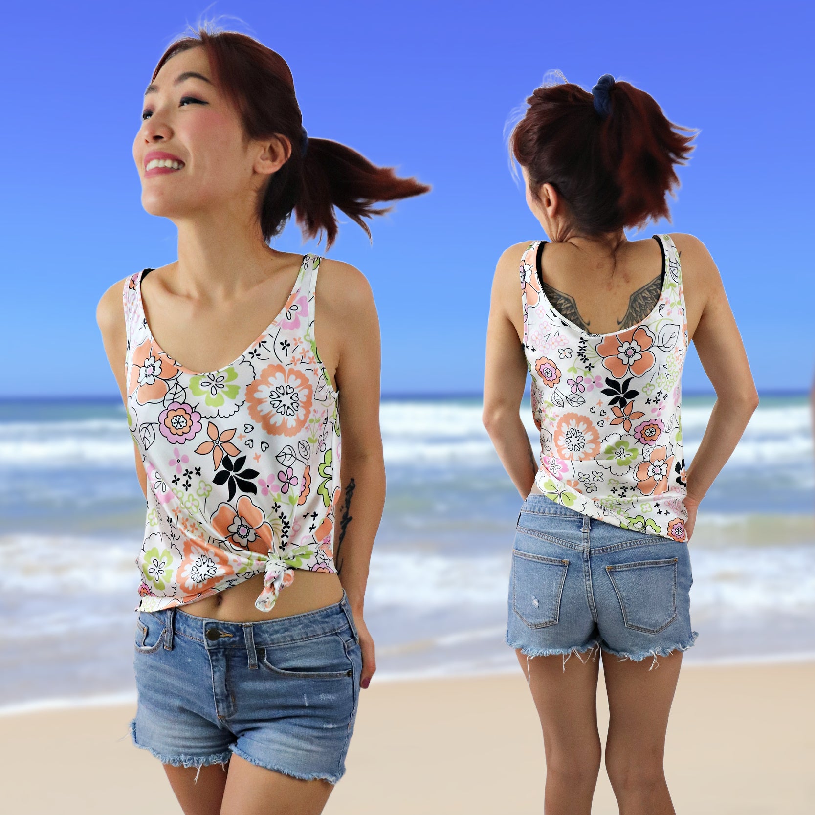 Manhattan tank top, pdf sewing pattern by Frocks and Frolics. Bias cut satin top. Low rounded V-neck and low cut back. Lined or single layer option with video tutorials for both versions.