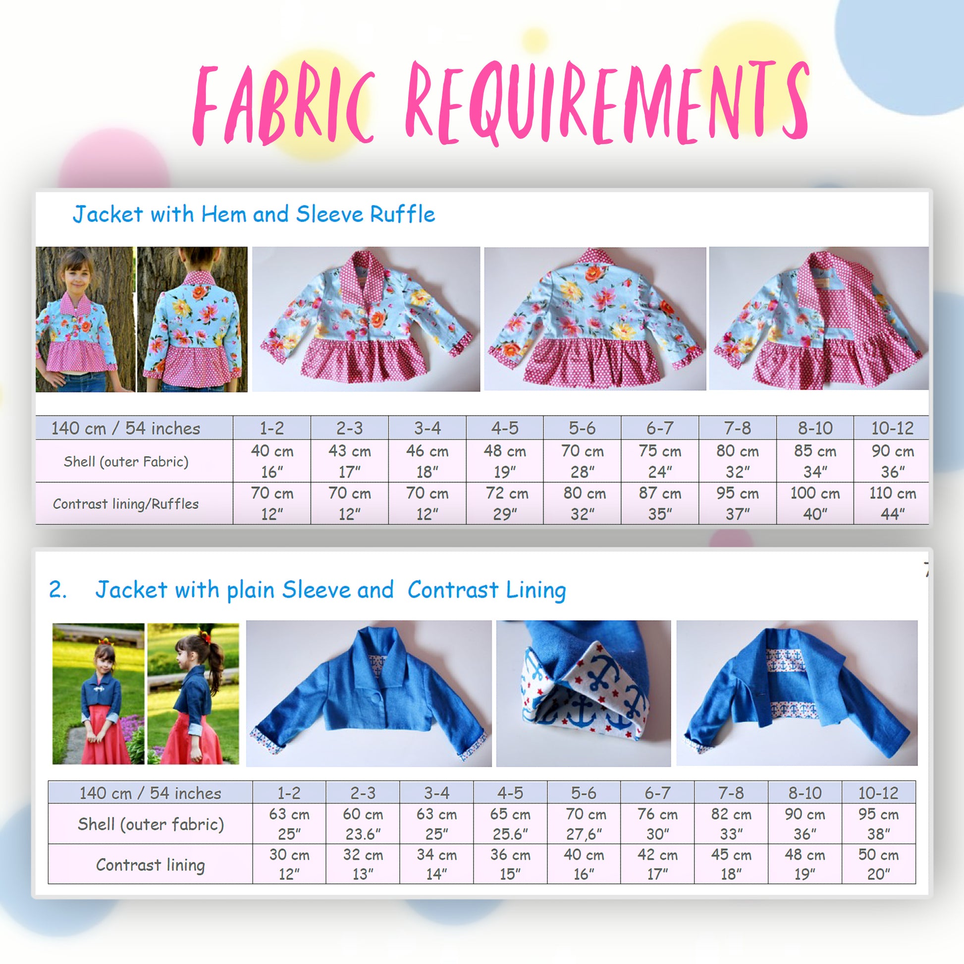 Paris bolero, pdf sewing pattern, waist length bolero with three feature buttons, plain set in sleeves and plain turned up hem with a decorative slit.  Free sewing course, tutorials for every step on YouTube. The fabric requirements.