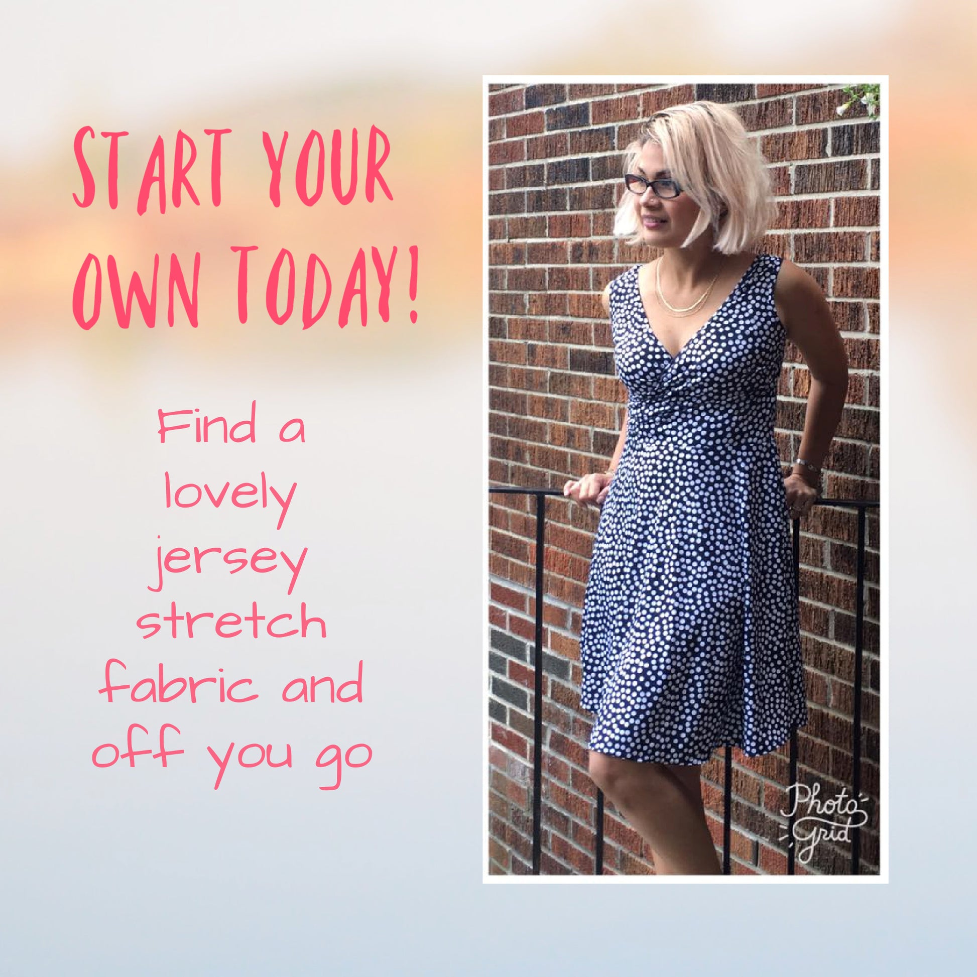 Jersey dress Sophia, faux wrap dress, pdf sewing pattern. Red four way stretch jersey. Includes a video tutorials for every step. Sleeveless.