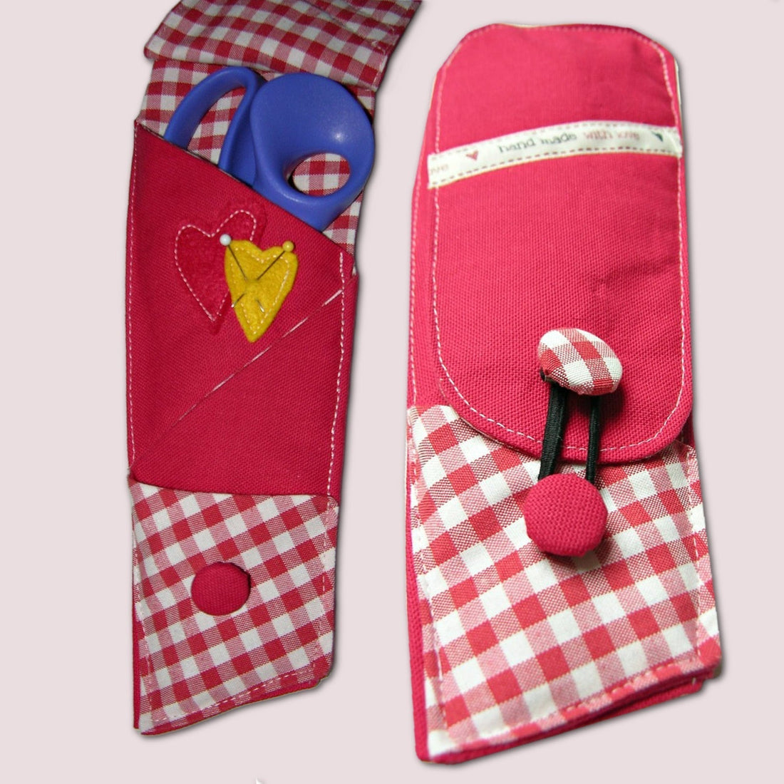 Handmade fabric scissor pouch, a quick first sewing machine project