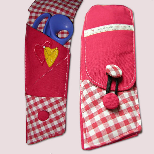 Handmade fabric scissor pouch, a quick first sewing machine project