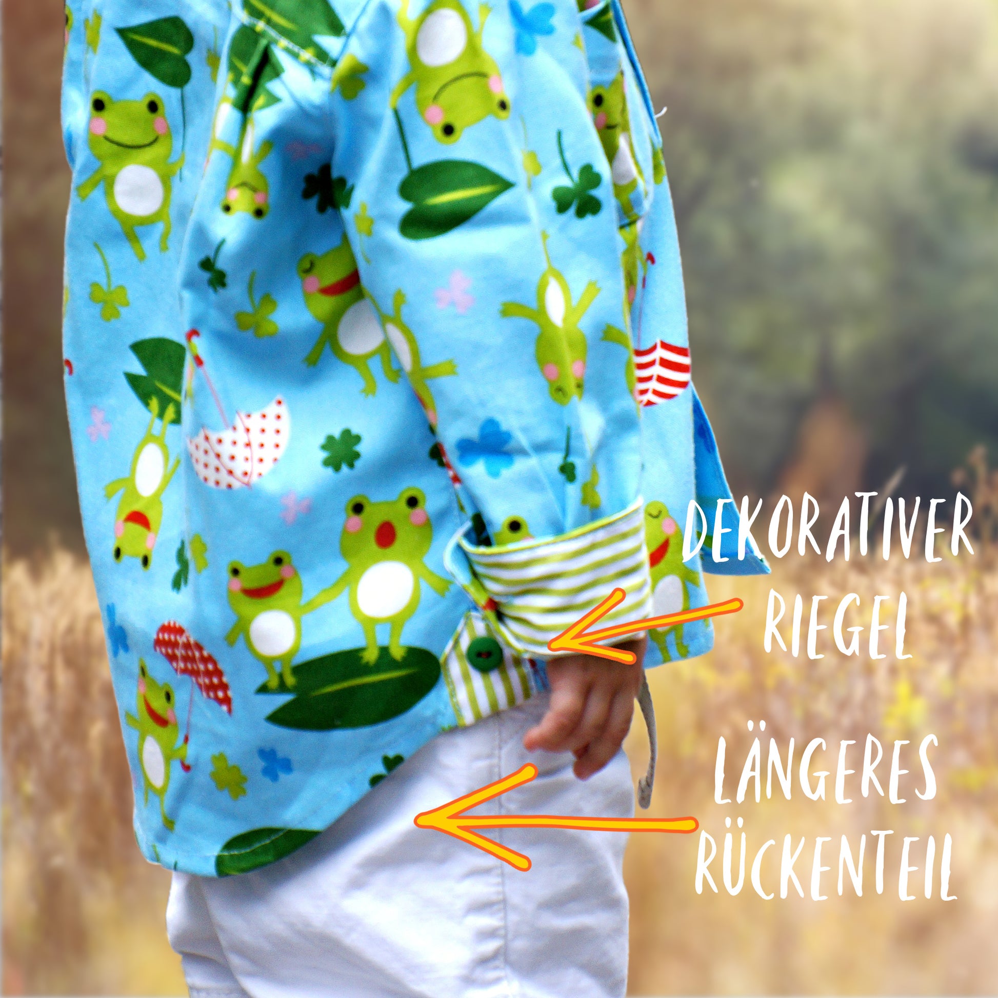 Cool shirt, pdf sewing pattern for a button down shirt by Frocks & Frolics.  The shirt has a cute frog print by Michael Miller fabrics. The pattern comes with a video guide for every step.