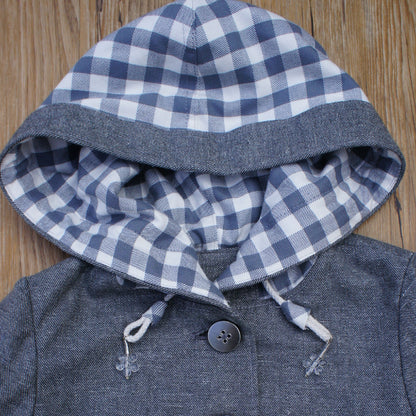 Dakota Pea Coat, pdf sewing pattern by Frocks and Frolics. Fully lined wool coat  with hoodie or collar. The sewing pattern comes with video tutorials.