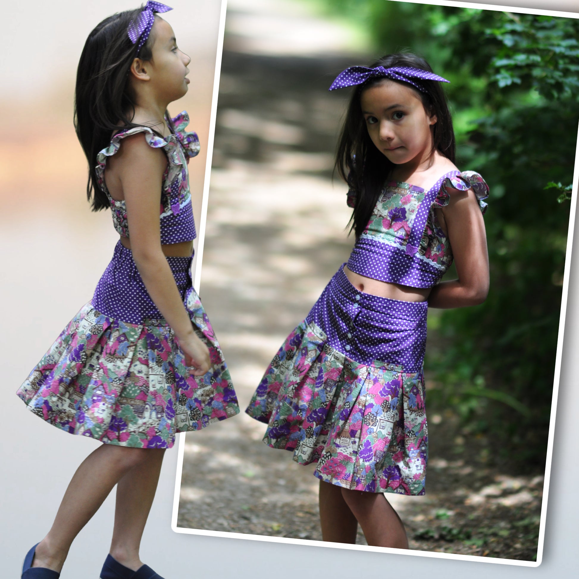 Frances pleated linen skirt, with a yoke and elasticated waistband. Back to schoolskirt, perfect pdf sewing pattern for all sewing levels.