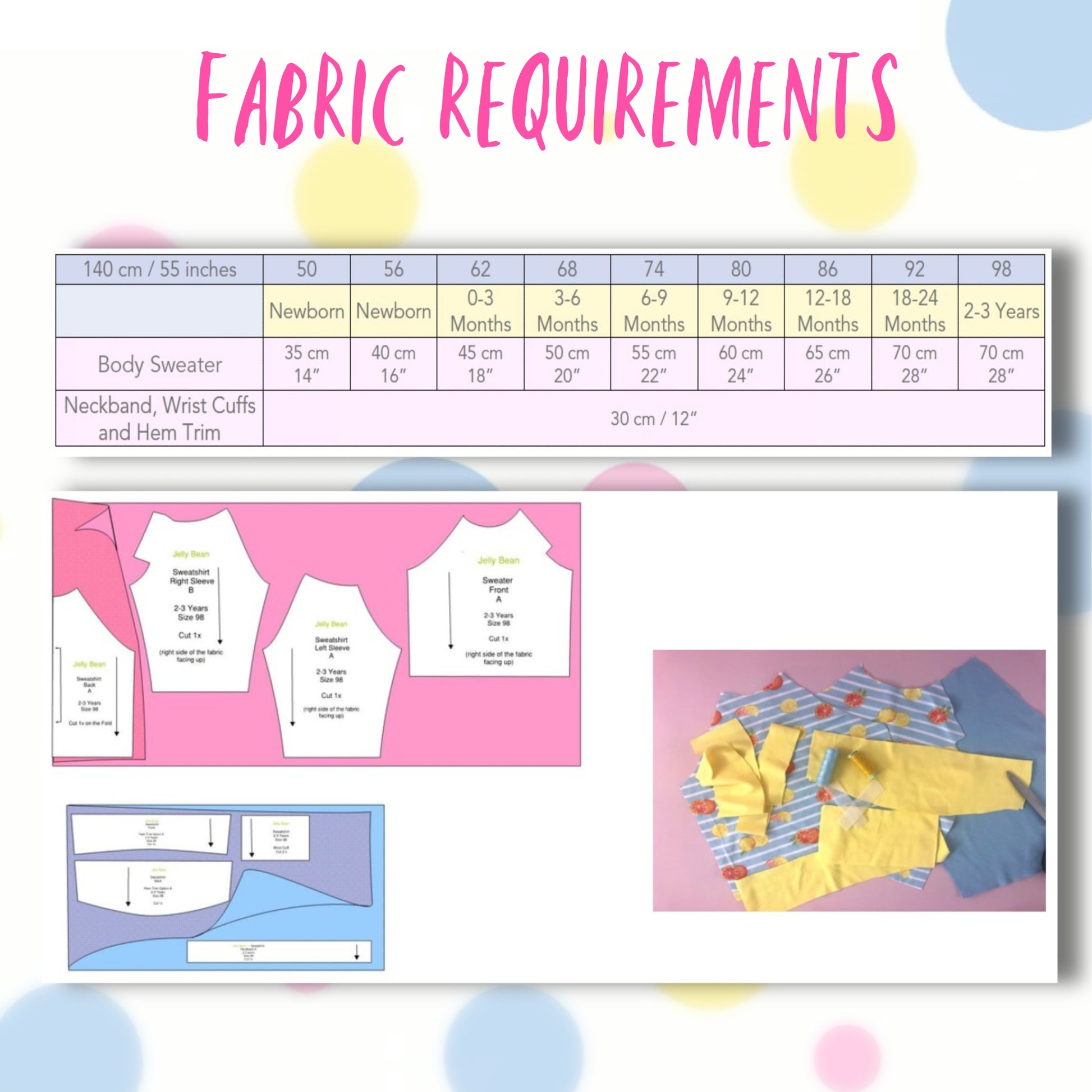 Jelly Bean Sweater, pdf sewing pattern by Frocks & Frolics. Raglan jumper with optional KamSnap opening in the raglan sleeve seam. High low hem trim and cuffs in contrast four way stretch interlock fabric. Includes a free video tutorial. Fabric requirements.