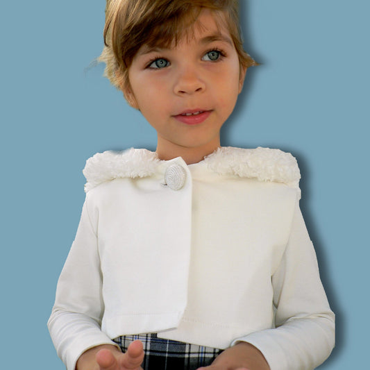 Joanna girls Jersey cardigan. A pdf sewing pattern by Frocks & Frolics. Sweatshirt body and four way stretch sleeves. Gorgeous wide Hoodie with rose trim. Partly lined with button closure. Pattern includes a video tutorial for making the cardigan.