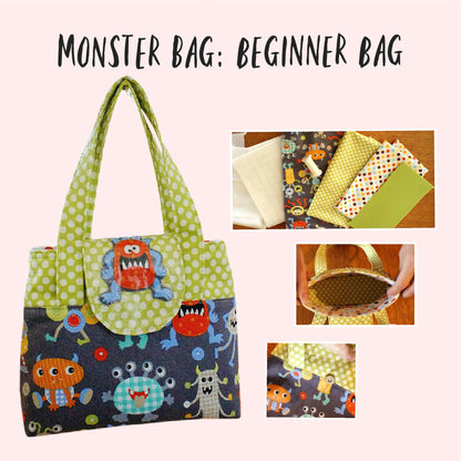 Mary-Lou girls tote, pdf sewing pattern by frocks and frolics. Made in both upholstery fabric and laminated table cloth or oil fabric. Fully lined with optional recessed zip. Comes with many video tutorials for multiple sewing methods.