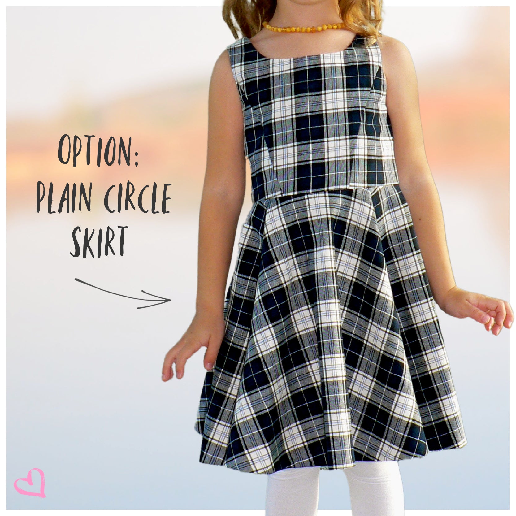 Vivienne dress for girls by Frocks & Frolics. Princess seam bodice, a sleeveless dress in tartan weave fabric.