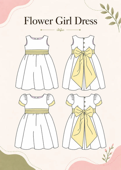 Flower Girl Dress Sewing Pattern PDF – Girls Sizes 1-12