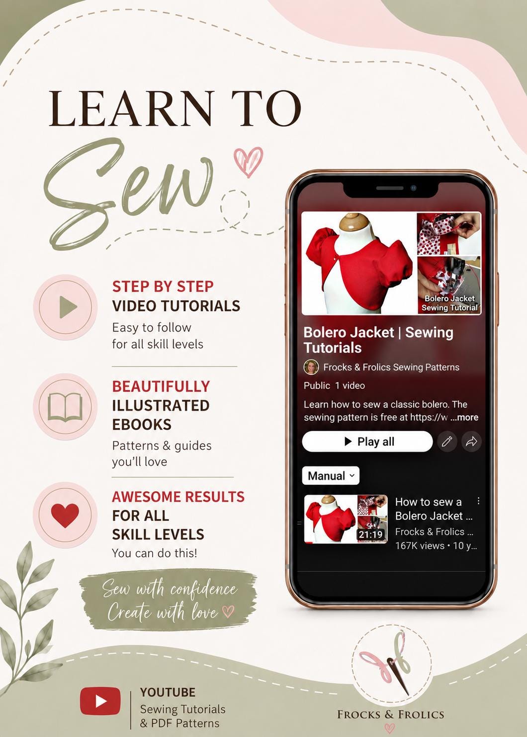 Frocks & Frolics Classic Bolero jacket step-by-step video tutorial and ebook