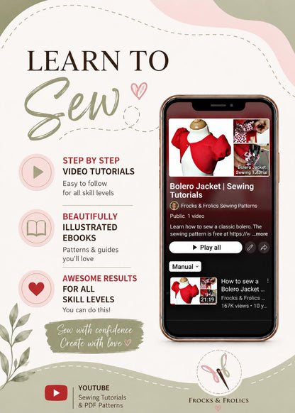 Frocks & Frolics Classic Bolero jacket step-by-step video tutorial and ebook