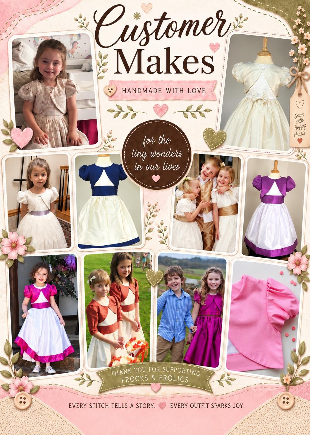 Frocks & Frolics Classic Bolero customer makes – collage of handmade bolero jackets and dresses