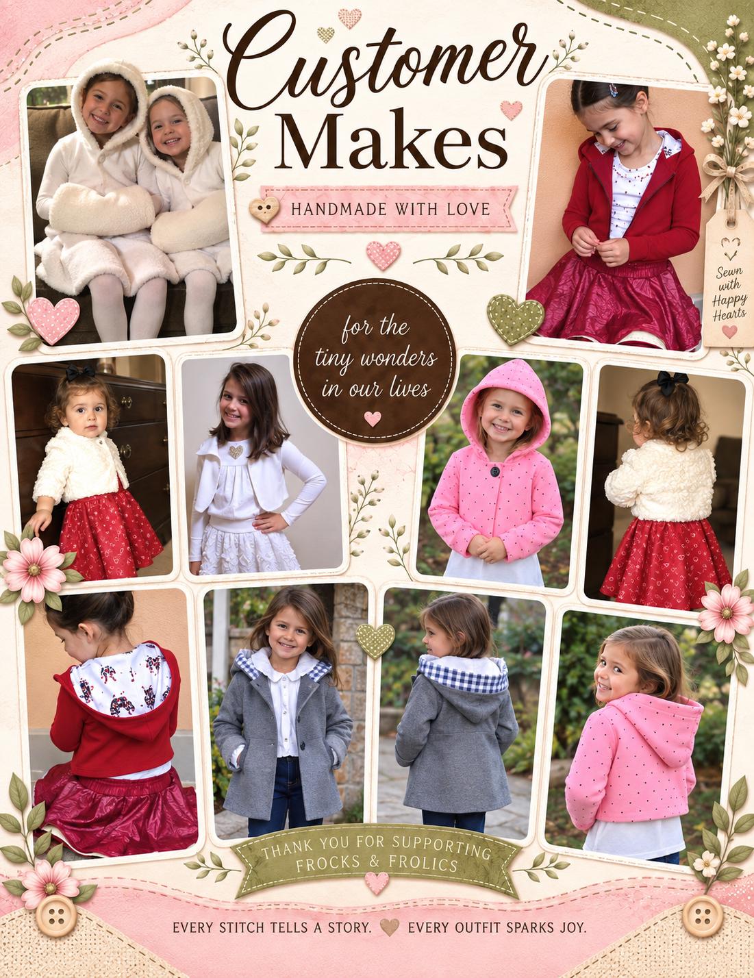 Frocks & Frolics Joanna cardigan customer makes – collage of handmade cardigans and outfits