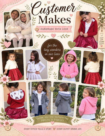 Frocks & Frolics Joanna cardigan customer makes – collage of handmade cardigans and outfits
