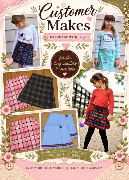 Frocks & Frolics Jutta skirt customer makes – collage of handmade skirts